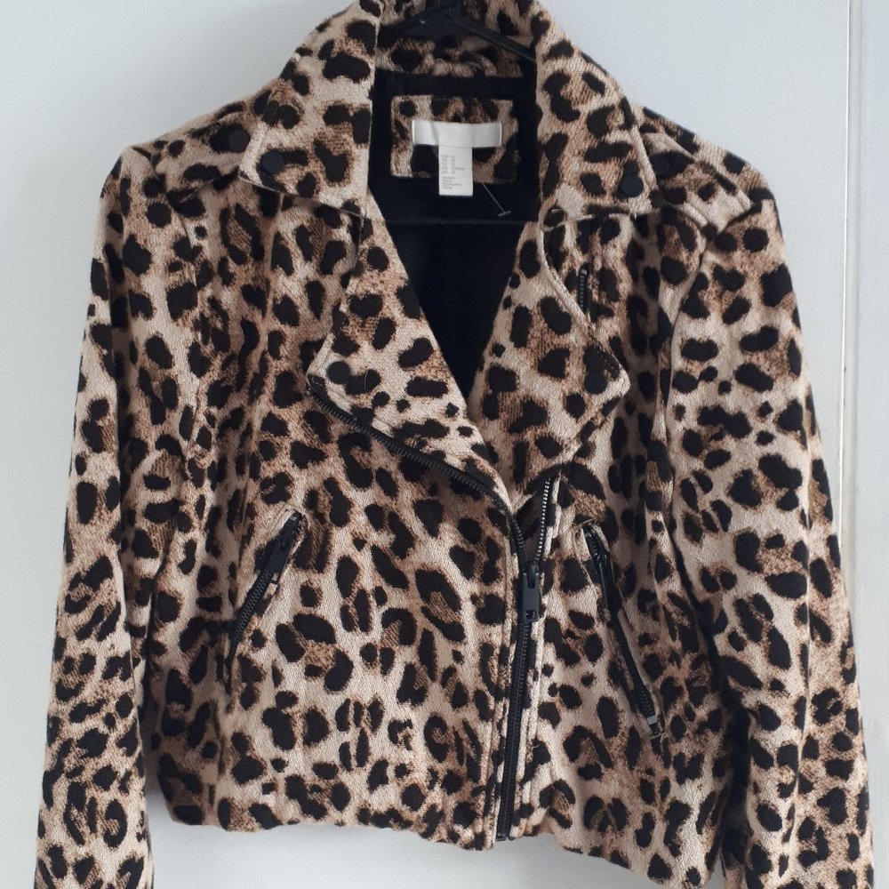 Moto leopard jacket